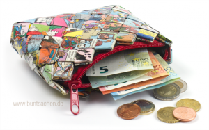 Geldbeutelchen aus Papier, in Candywrapper-Technik gefertigt